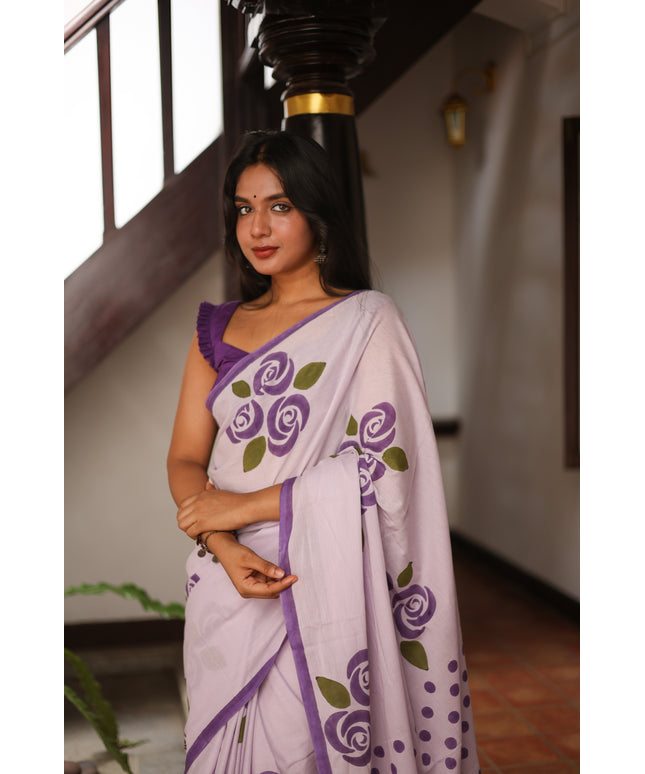 Rosy- Handcrafted Mul Cotton Saree