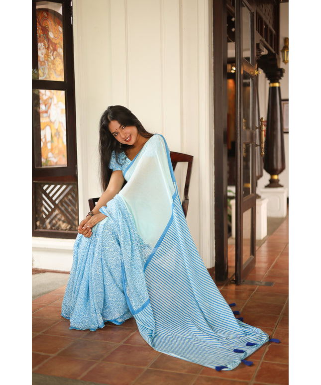 Nila - Handcrafted Mul Cotton Saree