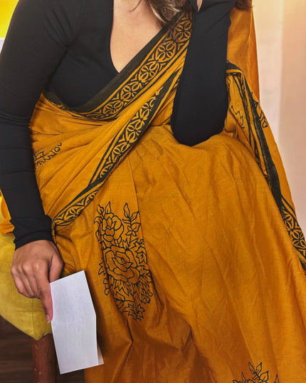 Sunny Rosette - Handcrafted Mul Cotton Saree