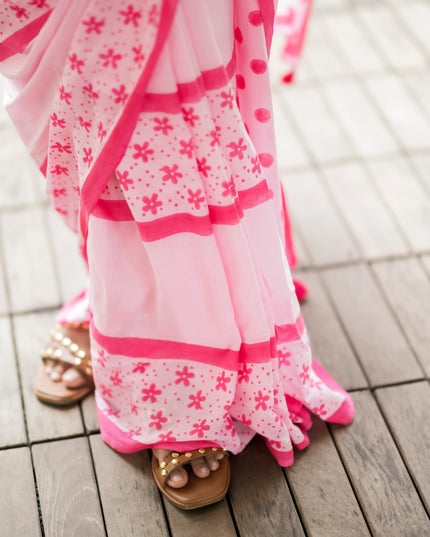 Bougainvillea- Handcrafted Mul Cotton Saree