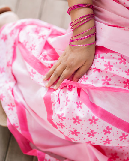 Bougainvillea- Handcrafted Mul Cotton Saree