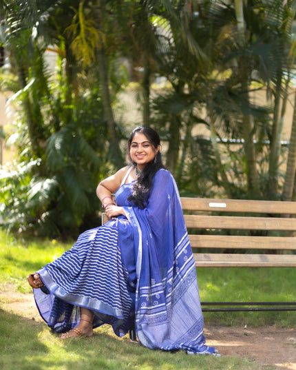 Starlit Symphony - Handcrafted  Linen Saree